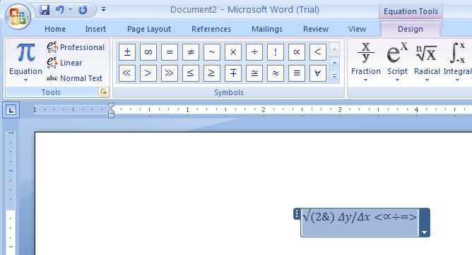 Change default equation options