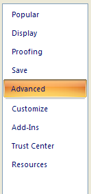 In the left pane, click the Advanced.