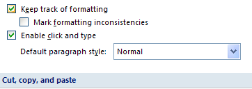 Select the Keep track of formatting check box.