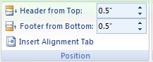 Then adjust the Header from Top or Footers from Bottom settings on the Ribbon.