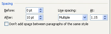 To change space relative to Paragraph, click Add Space Before Paragraph or Add Space After Paragraph.
