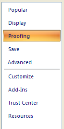 Then click Proofing.