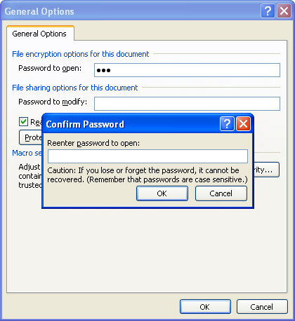 Then type a new password, click OK, and then retype your password to change password