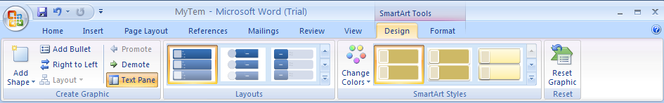 Then click the Design tab under SmartArt Tools