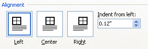 On the Table tab, click an alignment option