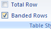 Select 'Banded Rows' to format even rows differently than odd rows.