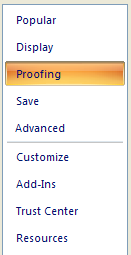 Then click Proofing.