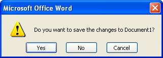 If you have made changes, a dialog box opens, asking if you want to save changes. Click Yes to save any changes, or click No to ignore your changes.