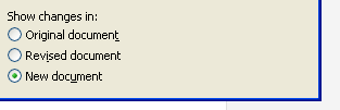 Click the Show changes in option: Original document, Revised document, or New document.