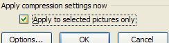 Select the 'Apply to selected pictures only' check box to apply compression setting to only the selected picture