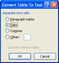 Then select the Separate text with option
