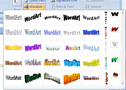 Then click the WordArt button