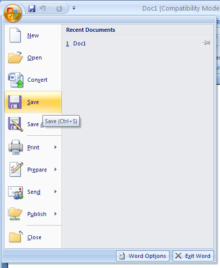 When saving a document, Word 2007 programs save Word 97-2003 files in their older format.