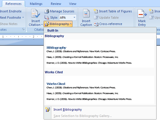 Create A Bibliography Bibliography Documentation Microsoft Office 