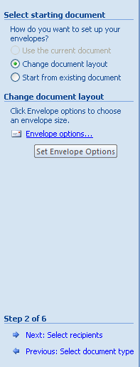 Click Envelope Options.