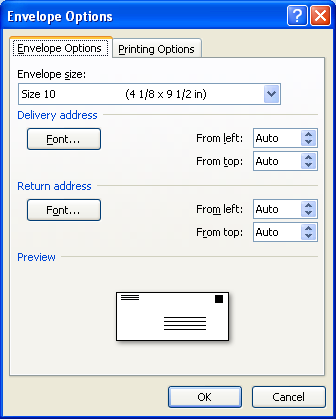 Click the Envelope Options tab.
