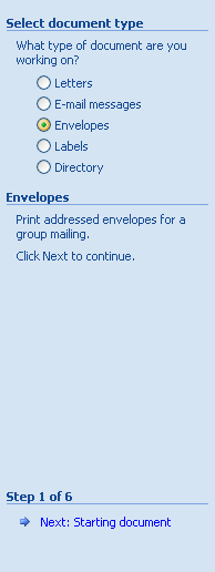 Click the Envelopes option.