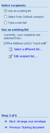 Then click the Use an existing list option