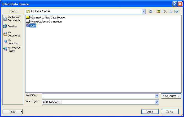 Click a recipient option button (such as Use An Existing List or Type A New List), click Browse, double-click a data document, select a data source and click OK, select the recipients you want and then click OK.