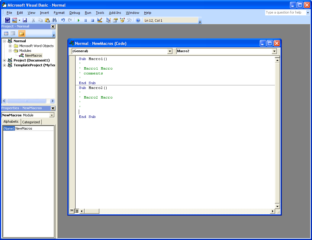 The Microsoft Visual Basic window opens.