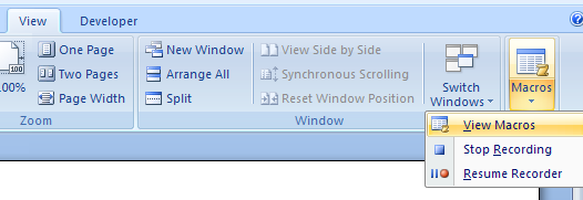 Then click View Macros on the menu.