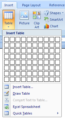 Click the Table button