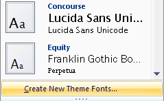 Then click Create New Theme Fonts.