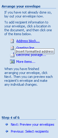 Click Address Block on the task pane.