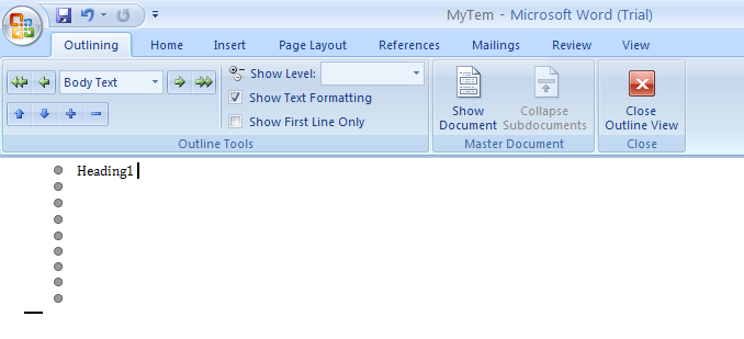 Creating An Outline Outline Documentation Microsoft Office Word 2007 Tutorial