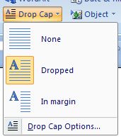 Then click the Drop Cap button