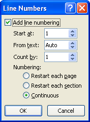 Select the options: Start at, From text, Count by, and Numbering.