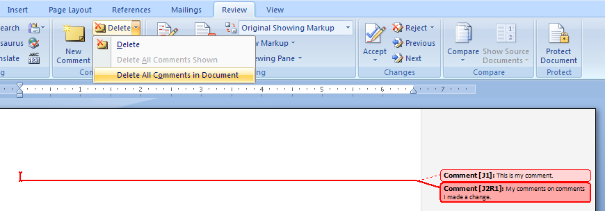 Delete Comments For A Specific Reviewer Comments Review