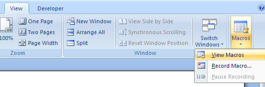 Then click View Macros on the menu.