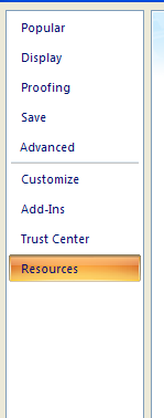 In the left pane, click Resources.