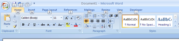 Press and release the 'Alt' or 'F10' key to display KeyTips