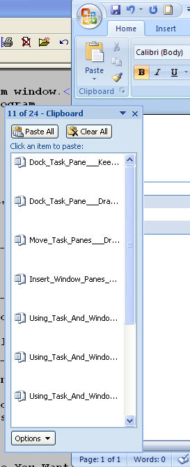 Keep dragging until the task pane snaps into place.