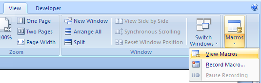 Then click View Macros on the menu.