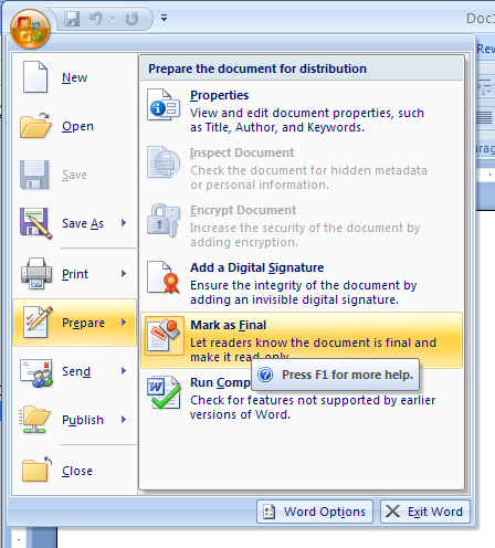 Enable Editing For A Document Marked As Final Final Document Collaboration Microsoft Office Word 2007 Tutorial