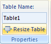 Then click the Resize Table button