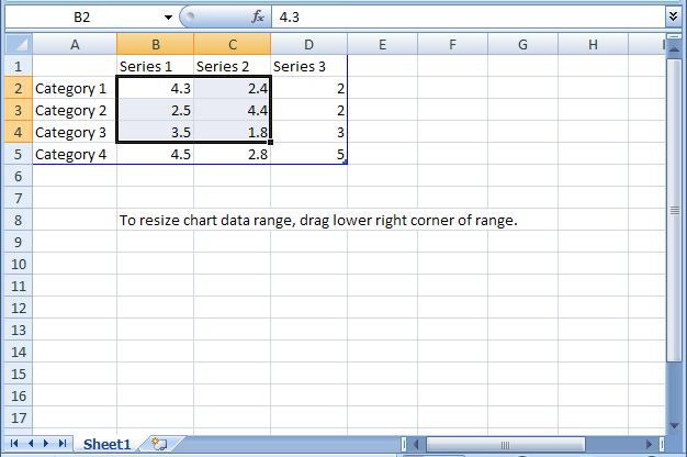Enter Data In The Worksheet Chart Create Chart Microsoft Office Word 2007 Tutorial
