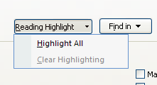 To highlight located items, click Reading Highlight