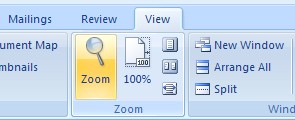For additional zoom options, click the View tab
