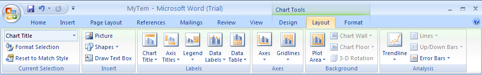 Click the Layout tab under Chart Tools.