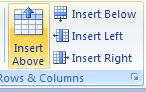 To insert above, click the 'Insert Above'
