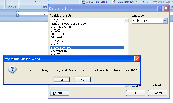 To set the current date and time based on your computer clock, click Default.