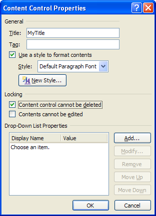 Select the Content control cannot be deleted check box in the Locking section.