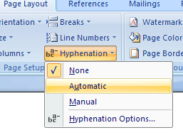 Automatic: Inserts a hyphen in a word when necessary.