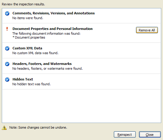 Click Reinspect to reinspect.