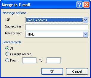Select the mail format you want to use, normal text, HTML mail, or sending the document as an attachment.