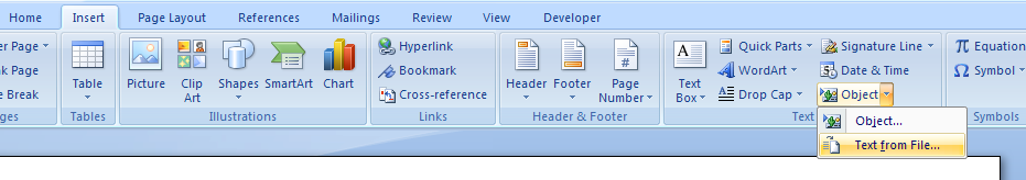 Link a file in Word